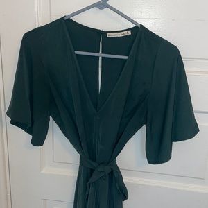 Green vneck jumpsuit